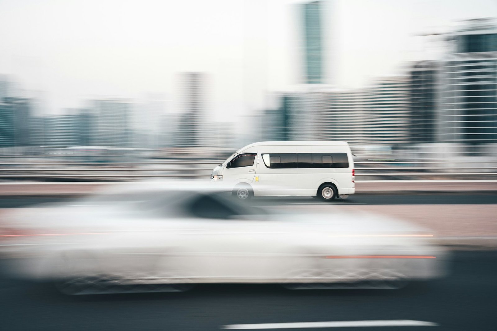 Courier van on a city street